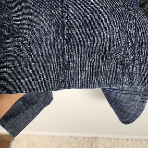 Gap Factory Denim Dress Jean Dress A-Line Adjustable Straps Zip Dark Wash Blue M - Picture 9 of 12